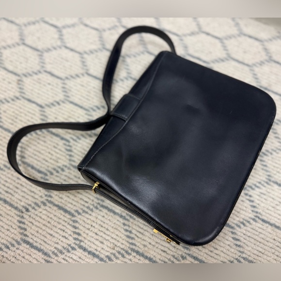 GUCCI Unisex Vintage Rare 70’s/80’s Adjst. Strap Navy Leather Shoulder Handbag - Picture 6 of 16